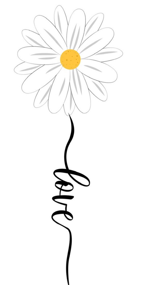 5” Daisy Sticker Love Script Flower White Baby Girl Wedding Scrapbook Tumbler