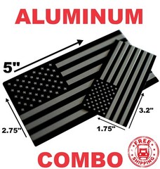 3D Aluminum American Flag Sticker Emblem Decals (Combo Pack)