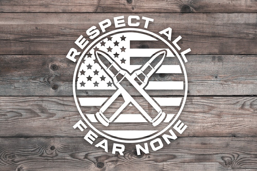 Bullets Respect All Fear None Circular American Flag Decal Sticker Vinyl Graphic