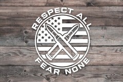 Bullets Respect All Fear None Circular American Flag Decal Sticker Vinyl Graphic