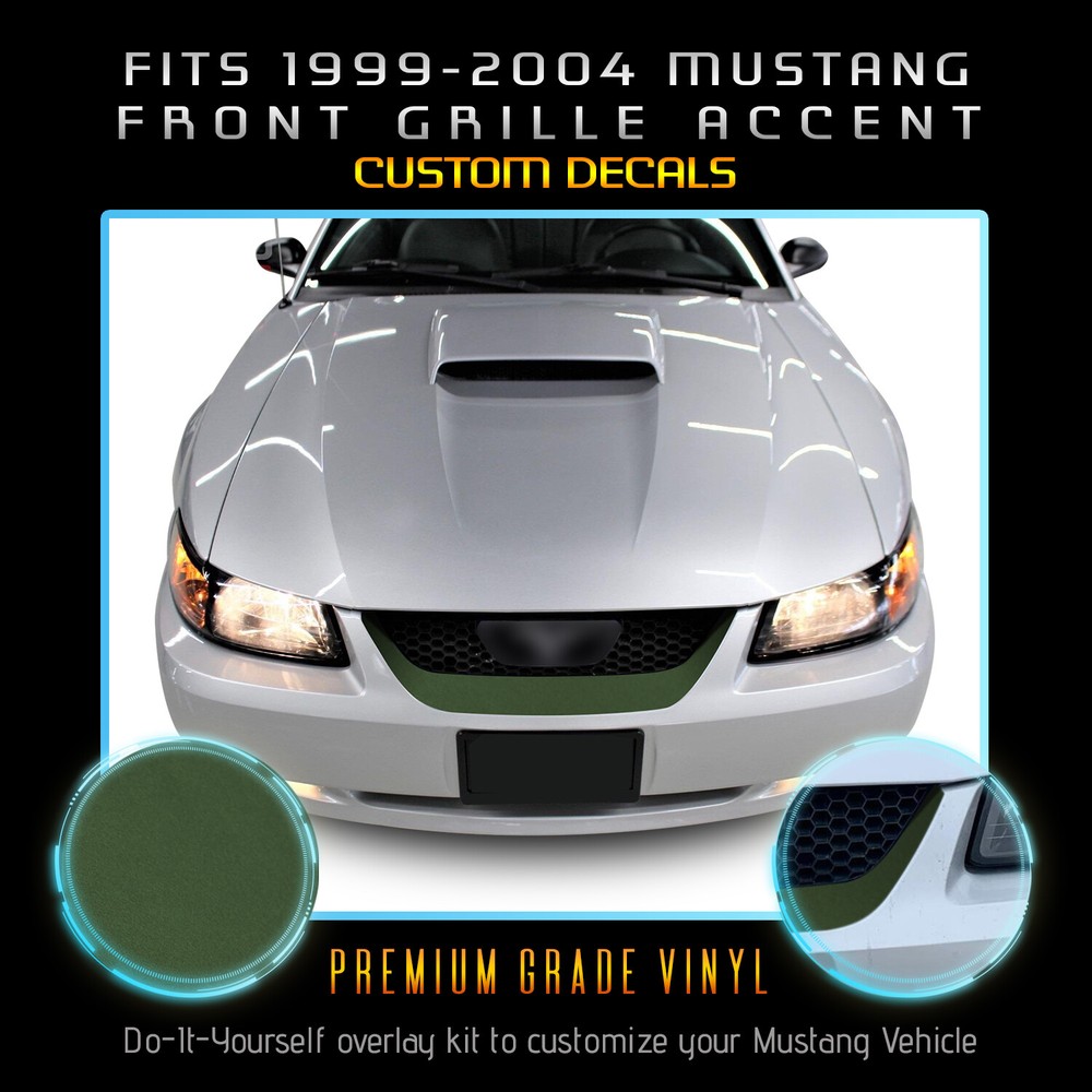 For 1999-2004 Ford Mustang Front Grille Panel Overlay Accent Decal – Flat Matte