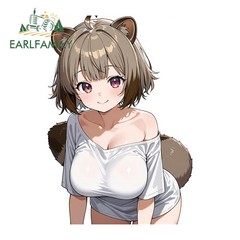EARLFAMILY 5.1″ Furry Girl Car Stickers Funny Creative Fashionable Decoration