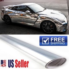 “PREMIUM” Chrome/Silver Glossy Vinyl Protector Film Wrap Sticker 96″x60″ 8ftx5ft