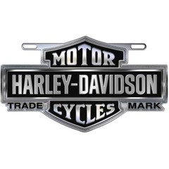 Harley Davidson Chrome License Plate Cast Aluminum Silhouette Logo Black