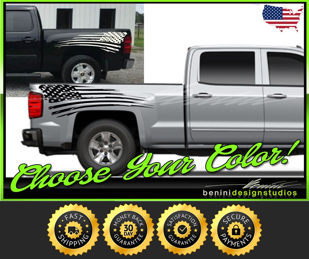 American Flag Bed Side Stripes Fits 2003-2007 GMC Sierra Denali 1500 2500 3500