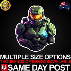 CUTE MASTER CHIEF 1 Vinyl Car Sticker Decal Laptop Character Movie Robot Fantasy