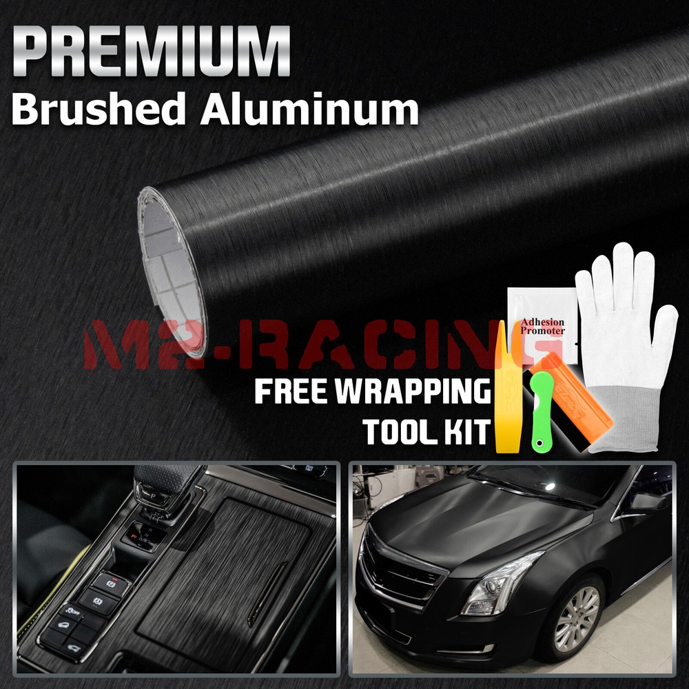 Premium Black Brushed Aluminum Steel Vinyl Wrap Sticker Film Decal Air Release