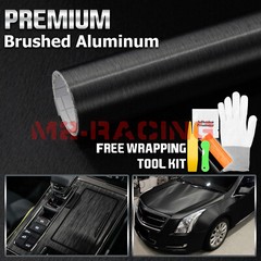 Premium Black Brushed Aluminum Steel Vinyl Wrap Sticker Film Decal Air Release