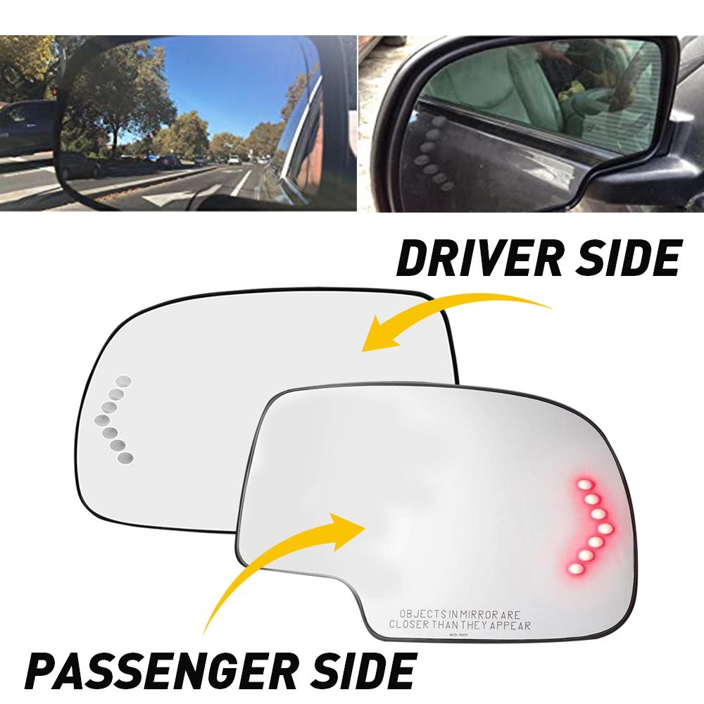 1/2Pair Side Heated Glass Mirror w/ Turn Left Signal & Right for Chevy GMC Cadil