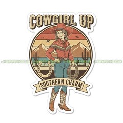 Cowgirl Vinyl Decal Sticker Rodeo Southern Country Horse W