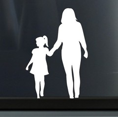 mum and daughter silhouette vinyl decal sticker