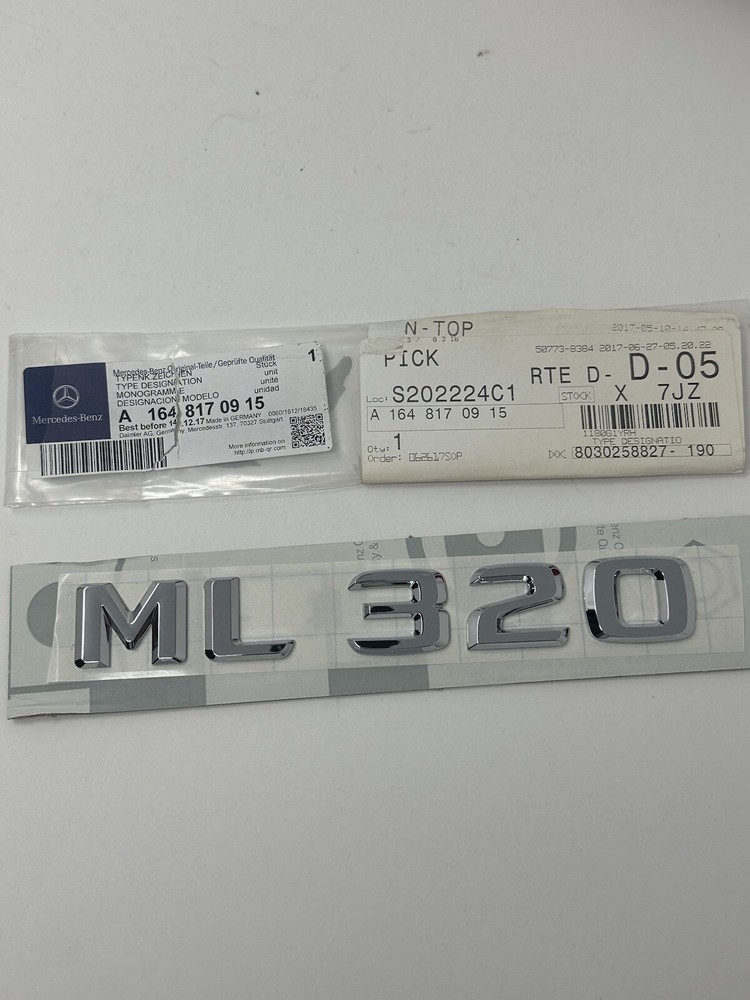 NEW OEM Mercedes ML 320 Trunk Boot Lid 1648170915 Acronym Badge TYPE Designator