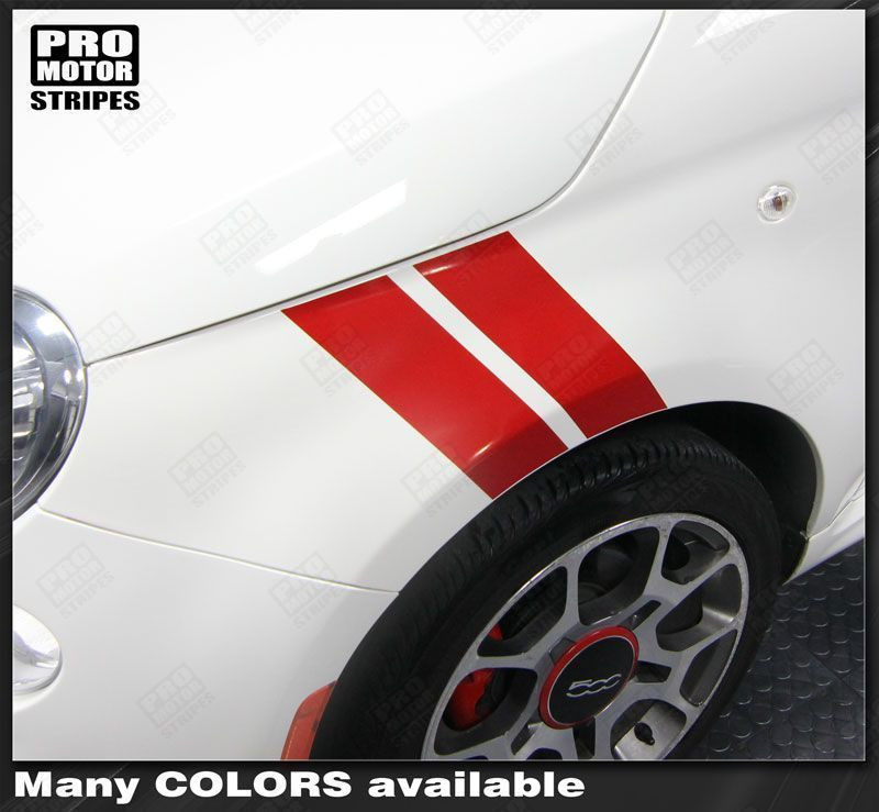 Fiat 500 2007-2015 Fender Hash Double Side Stripes Decals (Choose Color)