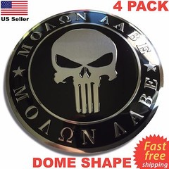 4 Pack ALUMINUM Molon Labe Dome Shape Emblem 2nd Amendment Decal Sticker NRA