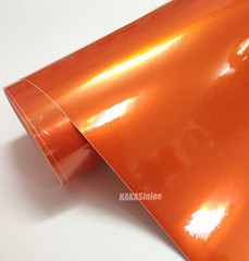 Bright Orange Pearl Glossy Satin Car SUV Hood Vinyl Wrap Glitter Film Sticker US
