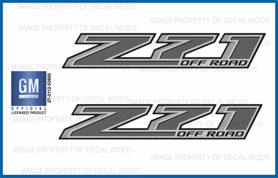 PAIR: 2014 – 2017 Chevy Silverado Z71 Off Road Decals Stickers Gray FG Bed Side