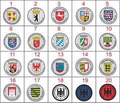GERMAN LICENSE PLATE LAND SEAL STICKERS + TUV DECALS VINYL NUMBER CAR ALL LANDS