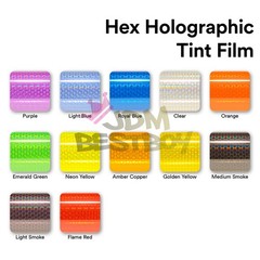 Headlight Hex Holographic Gloss Emerald Green Taillight Tint Film Fog Honeycomb