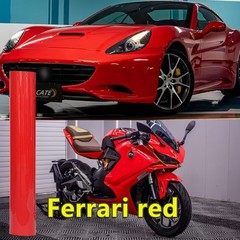 5FTx50FT PET High Gloss Crystal Racing Red Vinyl Wrap Self-Adhesive US Stock