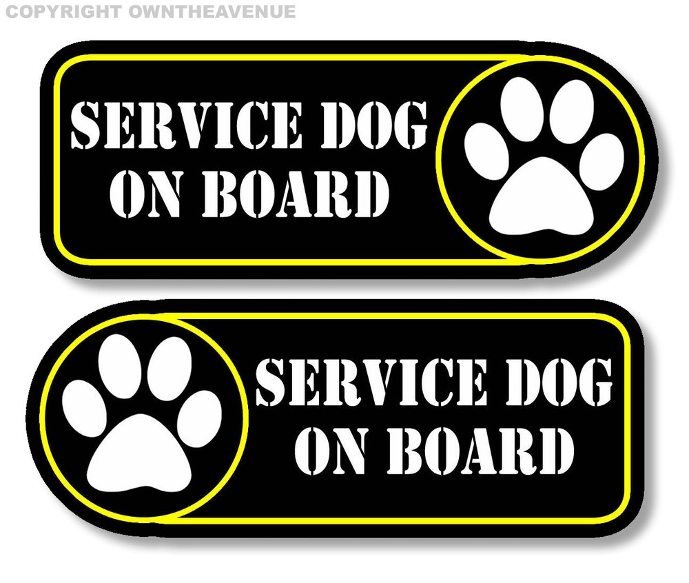 Service Dog On Board Sticker Decal – 4″ Left + Right Facing Fender