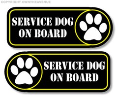 Service Dog On Board Sticker Decal – 4″ Left + Right Facing Fender