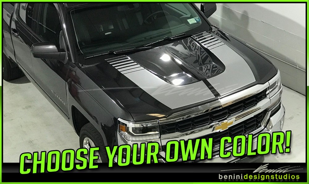 Vinyl Decal Graphics 4 Fits- Chevy Silverado Hood Racing Stripes 2016 2017 2018