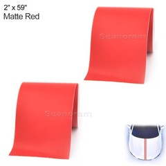 2x 2″ x 59″ Matte Red Racing Stripes Car Front Hood DIY Vinyl Sticker Decals
