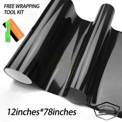 12”x78” Gloss Dark Black Smoke Headlight Taillight Fog Light Tint Film Vinyl