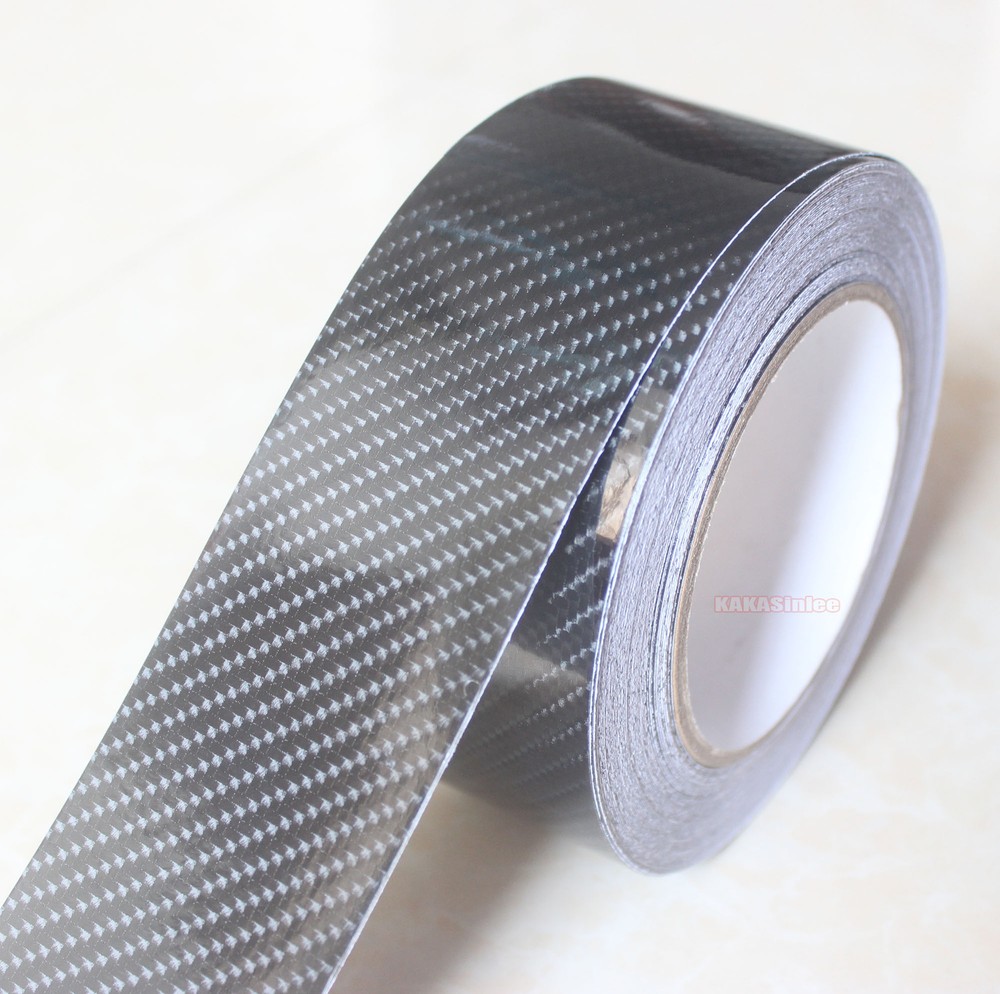 2″ Wide Black 5D / Decal Car PVC Grain Carbon Fiber Vinyl Tape Wrap Sticker Trim