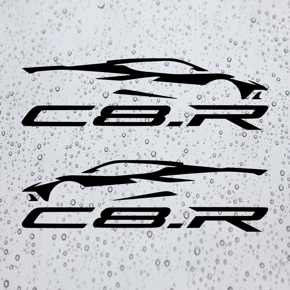 Pair C8.R Silhouette Decal Stickers (Left and Right ) For Corvette Sport Cars