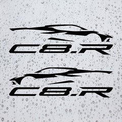 Pair C8.R Silhouette Decal Stickers (Left and Right ) For Corvette Sport Cars