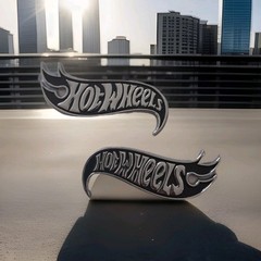 Hot Wheels Metal Decals 1 Pair Left And Right for Car/Truck/SUV Silver And Black