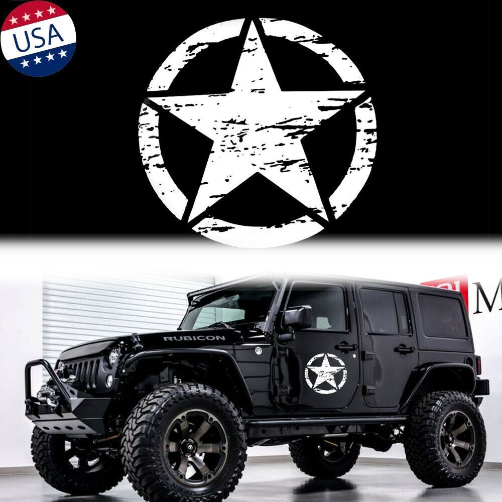 20” Army Star Distressed Vinyl Decal Car Hood Side Body Badge For Jeep Wrangler