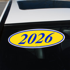 Car Windshield Year Stickers 2012-2026 Oval Dealership Decals Printed in USA
