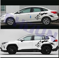 2pcs Door Side Running Wolf Car Stickers Universal For Pickup Vehicle Truck USA
