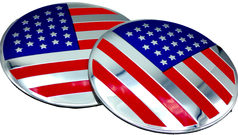 2x American Flag Sticker Decal Fender Emblem Aluminum Dome Shape Car Truck 2.20″