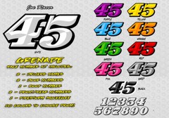 Race Car Numbers Grenade Vinyl Decals Kit Package