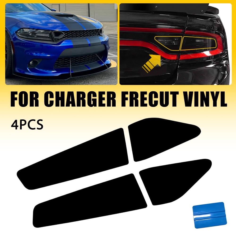 Smoked Tail Light Film Trim for Dodge Charger 2015-2022 Tint Vinyl 4pcs VLT-20%