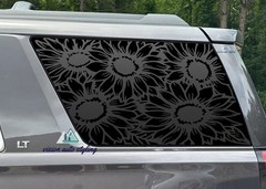 Fits 2015-2020 Chevy Tahoe Quarter Window Sunflowers Floral Decal Sticker Black