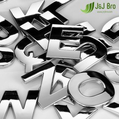 J&J Bro™ Metal Chrome Car Sticker Letter Alphabet Number Emblem 45MM Large Size