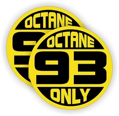 (2) 93 OCTANE ONLY Fuel Door Vinyl Stickers | Gasoline Gas Pump Decals Labels