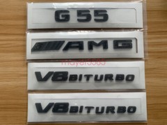 Matte Black For Mercedes Benz G55 AMG V8 BITURBO Emblem Badge Sticker Set