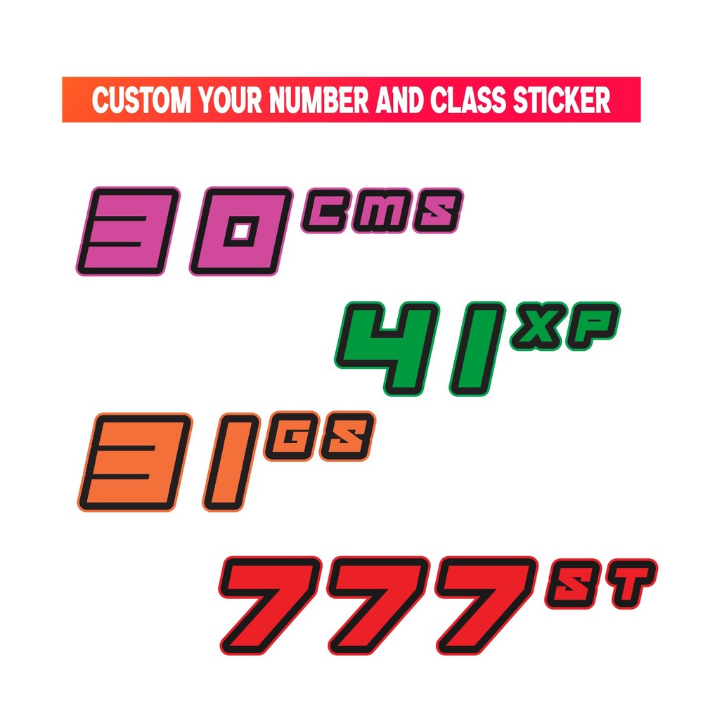 Custom Car Racing Number Class Magnet Decal x2 8,10-16 inch – Bold Black Style