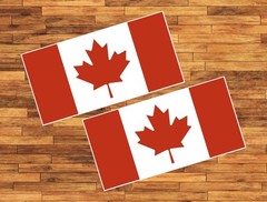 Canada Flag Water Proof UV Safe Glossy Vinyl Decals / Stickers x2 Canadian