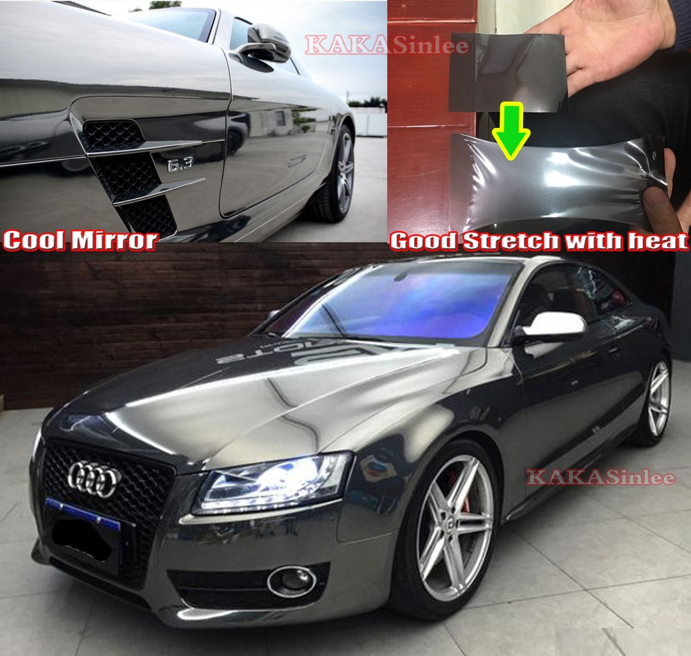 Super Soft Stretchable – Car Glossy Mirror Chrome Vinyl Wrap Sticker – Black CF