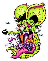 D48 Rat Fink Hot Rod RAT FINK MOTORCYCLE DIE CUT DECAL OR MAGNET VINTAGE