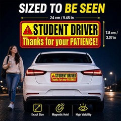 High Visibility Student Driver Car Magnets – Please Be Patient Message Pack