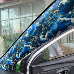 Car Interior Fabric Wrap Style Self Adhesive A B Pillar Sticker 28x160cm