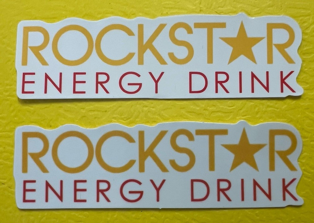 2X Rockstar energy drink Sticker. Size: 3.5”x1” Self Adhesive *Glossy* Finish