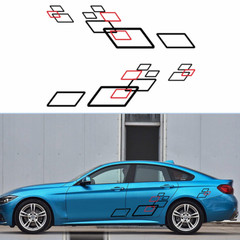 Car Side Body Decoration Sticker Racing Parallelogram Graphics Vinyl Film Decals